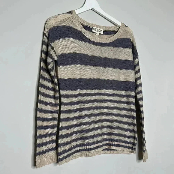 Pink Rose Gray Stripped Knit Sweater - Picture 3 of 8